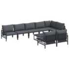 vidaXL Garden Sofa Set with Cushion 9 pcs Black Steel