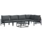 vidaXL Garden Sofa Set with Cushion 6 pcs Black Steel