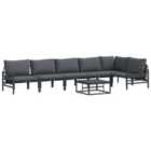 vidaXL Garden Sofa Set with Cushion 7 pcs Black Steel