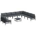 vidaXL Garden Sofa Set with Cushion 11 pcs Black Steel