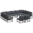 vidaXL Garden Sofa Set with Cushion 11 pcs Black Aluminium