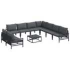 vidaXL Garden Sofa Set with Cushion 10 pcs Black Steel