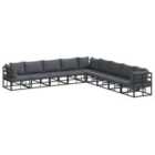 vidaXL Garden Sofa Set with Cushion 9 pcs Black Aluminium