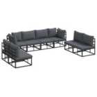 vidaXL Garden Sofa Set with Cushion 8 pcs Black Aluminium