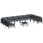 vidaXL Garden Sofa Set with Cushion 11 pcs Black Steel