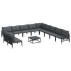 vidaXL Garden Sofa Set with Cushion 12 pcs Black Steel