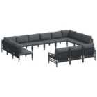 vidaXL Garden Sofa Set with Cushion 13 pcs Black Steel