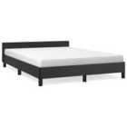 vidaXL Bed Frame With Headboard Black 180X200Cm 6Ft Super King Faux Leather