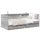 vidaXL Daybed With Drawers Without Mattress Grey Sonoma 75X190 cm Small Single