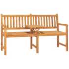 vidaXL 3-Seater Garden Bench with Table 150 cm Solid Teak Wood