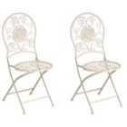 Beliani Set Of 2 Garden Chairs Yaviza Folding Metal Light Beige