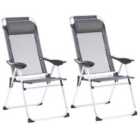 Beliani Set Of 2 Garden Chairs Asine Folding Metal Grey