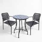 SUMMER TERRACE NASSAU Outdoor Bistro 60cm Set - 2 x RIVELLA Slate Grey Chair