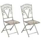 Beliani Set Of 2 Garden Chairs Nurra Folding Metal Grey