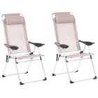 Beliani Set Of 2 Garden Chairs Asine Folding Metal Beige