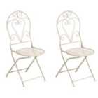 Beliani Set Of 2 Garden Chairs Folelli Folding Metal Light Beige