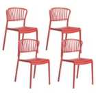Beliani Set Of 4 Garden Chairs Gela Red