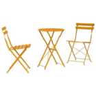 vidaXL Folding Bistro Set 3 pcs Mustard Steel