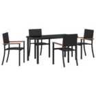 vidaXL Garden Dining Set 5 pcs Black Powder-Coated Steel