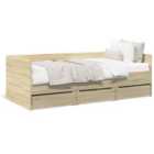 vidaXL Daybed With Drawers Without Mattress Sonoma Oak 90X190 cm Single