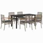 vidaXL 7 Piece Garden Dining Set with Cushions Grey Poly Rattan