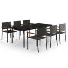 vidaXL 7 Piece Garden Dining Set Black