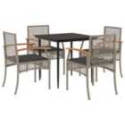 vidaXL 5 Piece Garden Dining Set with Cushions Grey Poly Rattan