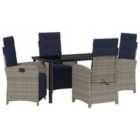 vidaXL Garden Dining Set with Cushion 5 pcs Grey Poly Rattan