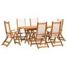 vidaXL 7 Piece Garden Dining Set Solid Wood Acacia and Textilene