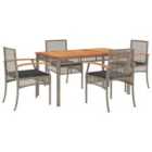 vidaXL 5 Piece Garden Dining Set with Cushions Grey Poly Rattan