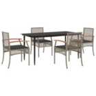 vidaXL 5 Piece Garden Dining Set with Cushions Grey Poly Rattan