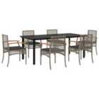 vidaXL 7 Piece Garden Dining Set with Cushions Grey Poly Rattan