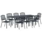 vidaXL Garden Dining Set 9 Pcs Anthracite Steel