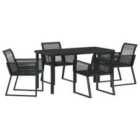 vidaXL Garden Dining Set 5 pcs Black Powder-Coated Steel