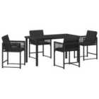 vidaXL Garden Dining Set 5 pcs Black Poly Rattan
