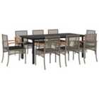 vidaXL 9 Piece Garden Dining Set with Cushions Grey Poly Rattan