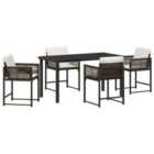 vidaXL Garden Dining Set 5 pcs Brown Poly Rattan