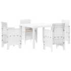 vidaXL Garden Dining Set 5 Pcs White Polypropylene