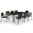 vidaXL 9 Piece Garden Dining Set Black