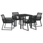 vidaXL Garden Dining Set 5 pcs Black Powder-Coated Steel