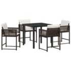 vidaXL Garden Dining Set 5 pcs Brown Poly Rattan