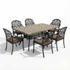 BYRON MANOR ROSELLO Rectangular Outdoor Table with 6 FLEURINO Chairs Set