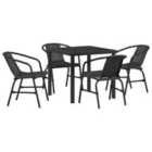 vidaXL Garden Dining Set 5 pcs Black Powder-Coated Steel