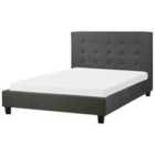 Beliani Bed Fabric La Rochelle 140 X 200 Cm Eu Double Dark Grey