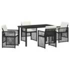 vidaXL Garden Dining Set 5 pcs Black Poly Rattan