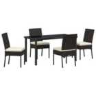 vidaXL Garden Dining Set 5 pcs Cream Powder-Coated Steel