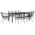 vidaXL 7 Piece Garden Dining Set Black Poly Rattan Glass