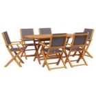 vidaXL 7 Piece Garden Dining Set Anthracite Fabric and Solid Wood