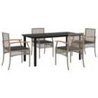 vidaXL 5 Piece Garden Dining Set with Cushions Grey Poly Rattan