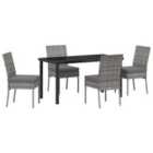 vidaXL Garden Dining Set 5 pcs Grey Powder-Coated Steel